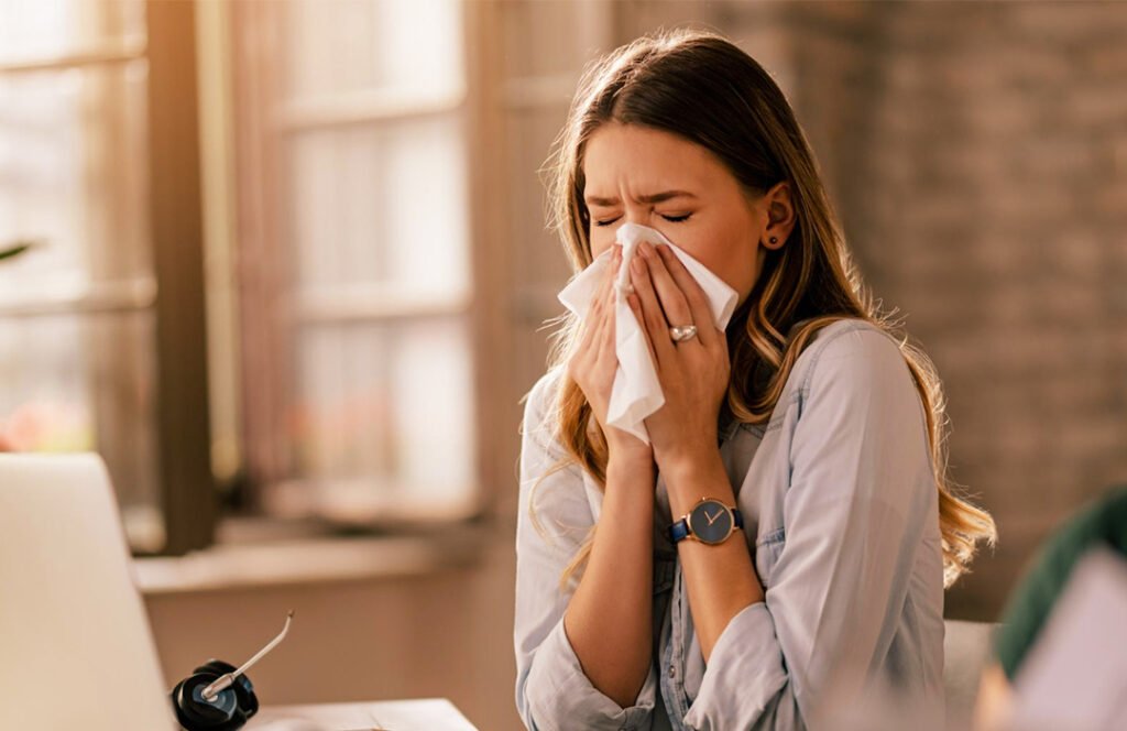 woman with allergies from air quality